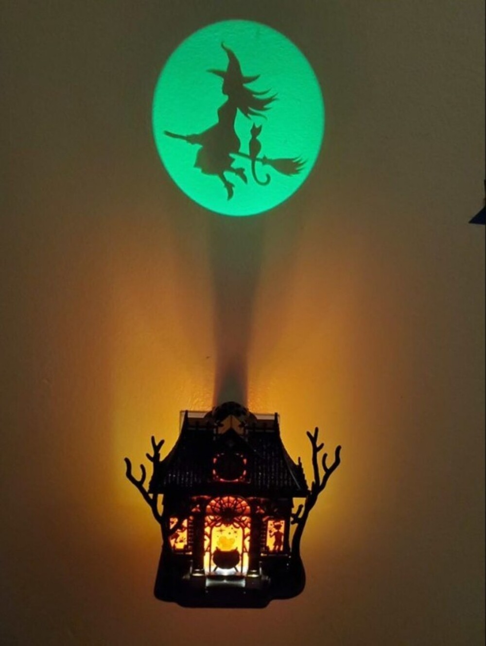 Halloween Witch Night Light Plug-In Home Accent - Green Projection